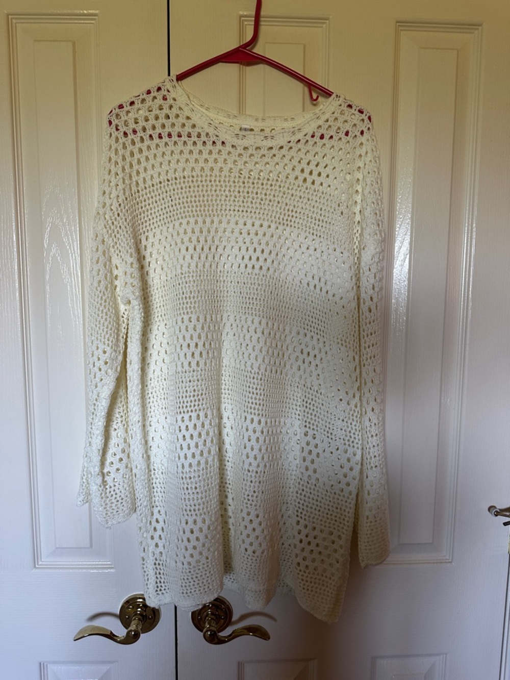 Women’s Cream Crochet Swim Coverup - Lightweight Beach Tunic